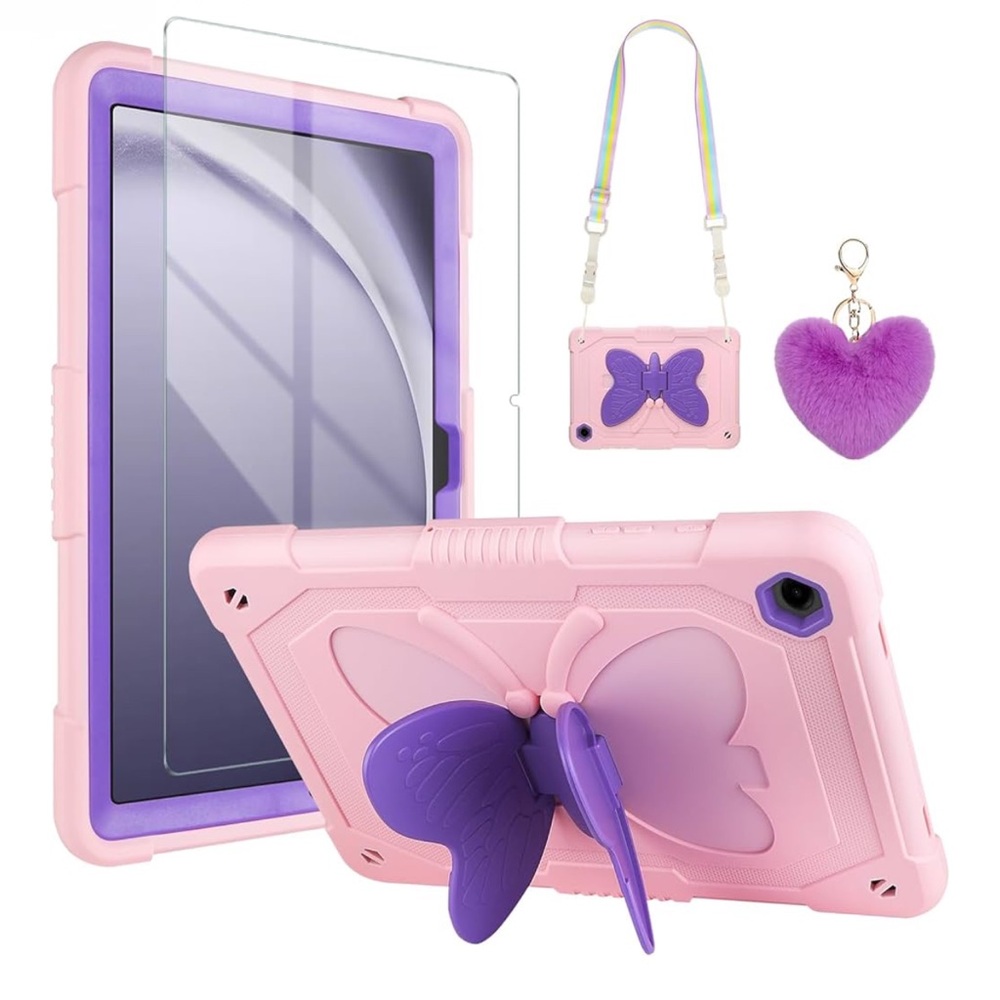 Pink and Purple Tablet Cover with Accessories